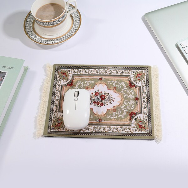 Handmade Rug Mouse Pad - Vintage Carpet Rubber Mousemat for Home Office Table Decor MouseRug