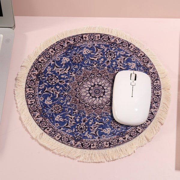 Handmade Rug Mouse Pad - Vintage Carpet Rubber Mousemat for Home Office Table Decor MouseRug