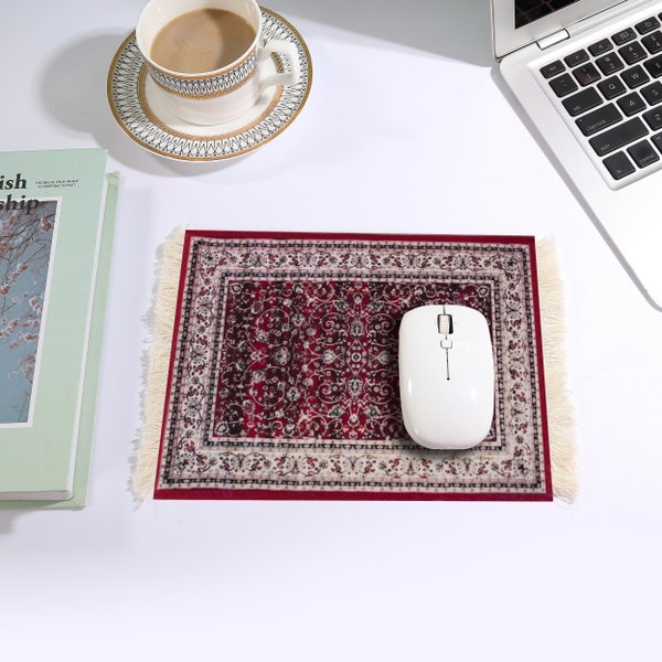 Handmade Rug Mouse Pad - Vintage Carpet Rubber Mousemat for Home Office Table Decor MouseRug