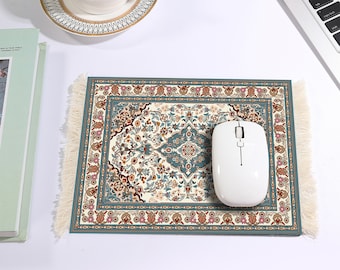 Handmade Rug Mouse Pad - Vintage Carpet Rubber Mousemat for Home Office Table Decor MouseRug