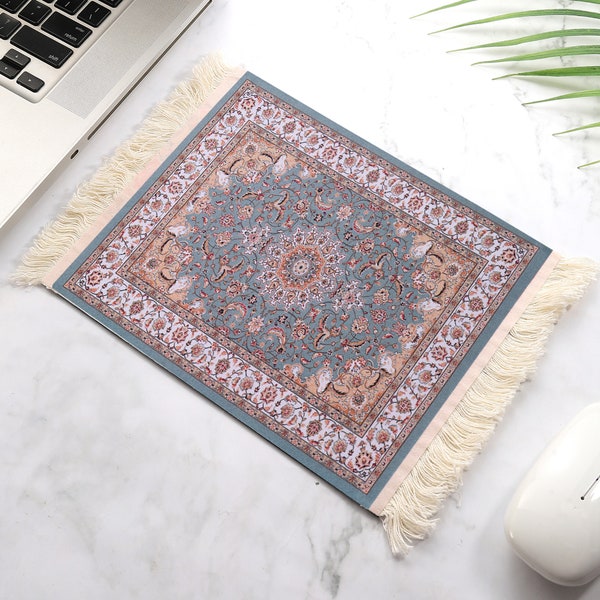 Handmade Rug Mouse Pad - Vintage Carpet Rubber Mousemat for Home Office Table Decor MouseRug