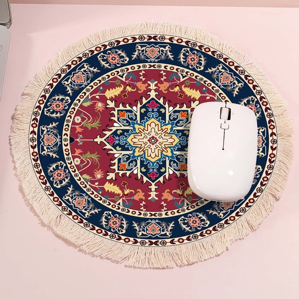 Handmade Rug Mouse Pad - Vintage Carpet Rubber Mousemat for Home Office Table Decor MouseRug