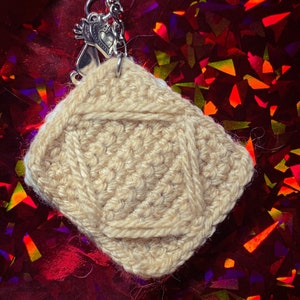 Hand Crocheted Custard Cream Biscuit Keychain