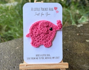 Hand Crocheted Elephant Pocket Hug ***PERSONALISABLE***