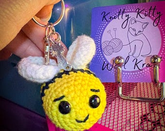 Hand Crocheted Bumble Bee Keychain