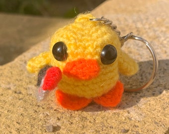 Hand Crocheted Murphy the Murder Duck Keychain