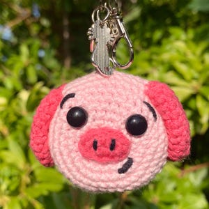 Hand Crocheted Squeaky Piggy Keychain