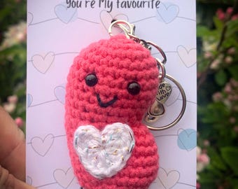 Hand Crocheted “Human Bean” Jelly Bean Keychain