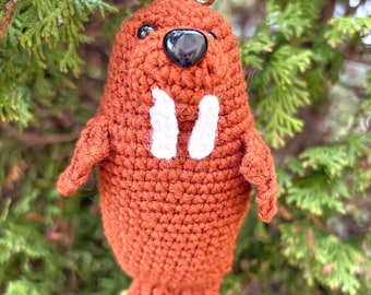 Hand Crocheted Magnus The Walrus Keychain