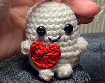 Hand Crocheted Glow in the Dark Adipose from Doctor Who Keychain