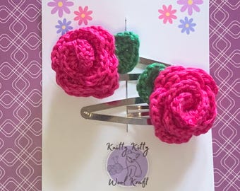 Hand Crocheted Flower Hair Clip