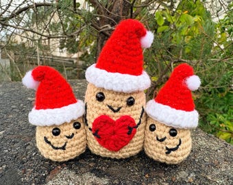 Hand Crocheted Cuddling Emotional Support Potatoes ***CHRISTMAS EDITION***