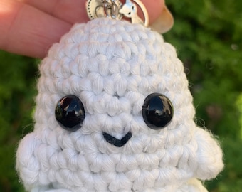 Hand Crocheted Glow In The Dark Ghost Keychain