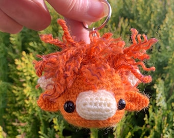 Hand Crocheted Highland Cow Keychain