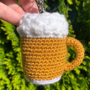 Hand Crocheted Pint of Beer Keychain