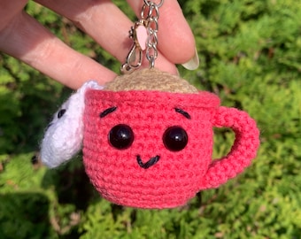 Hand Crocheted Cup Of Tea Keychain