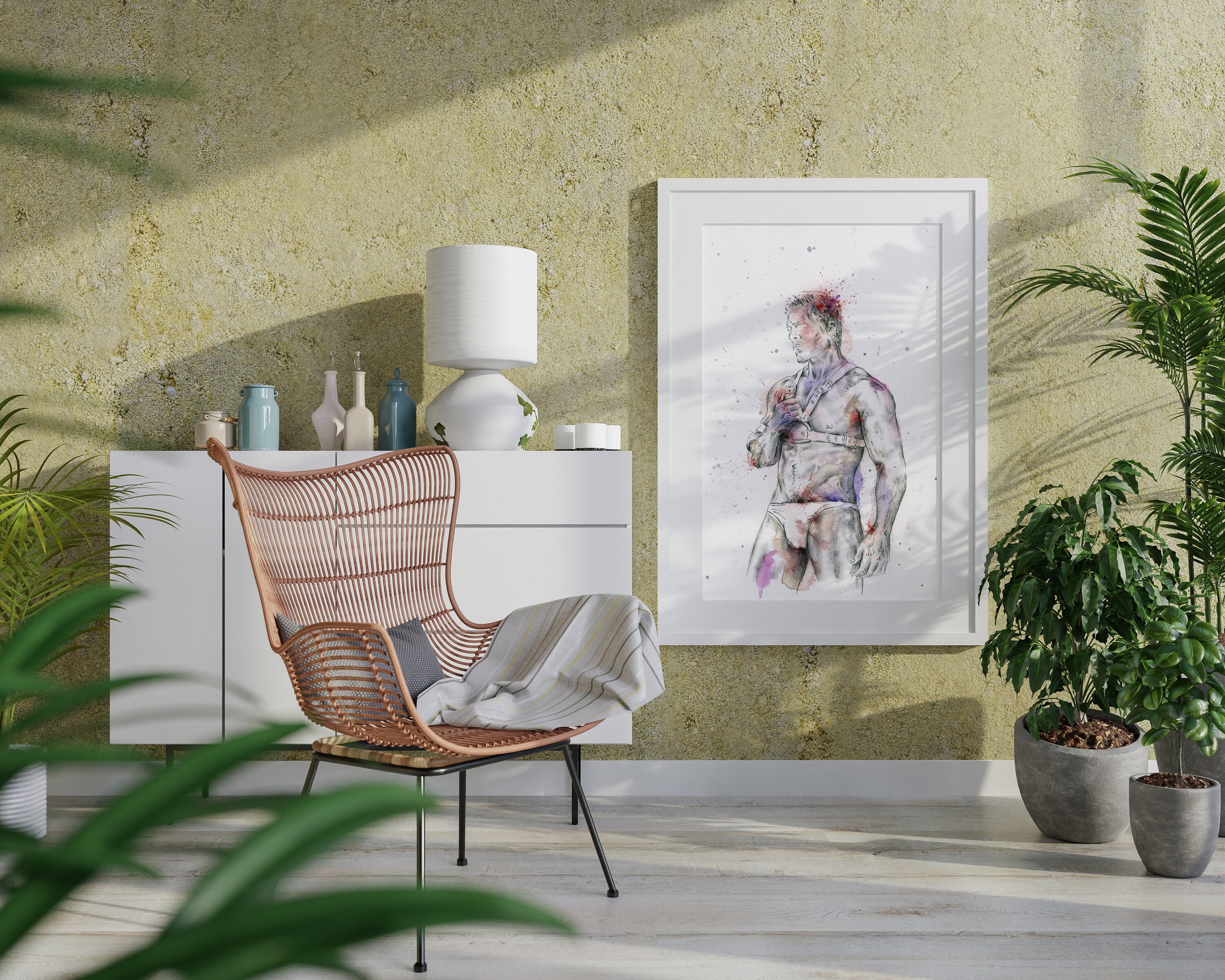 Male Nude Art Print Man Figure Drawing Figurative Gay Art Gay 