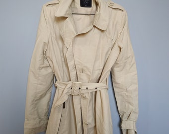 cream trench coat marbled buttons and buckles cotton / nylon pleasant to the touch holds shape TOP SECRET