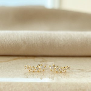 Super Dainty Diamond Earrings in Gold | Pave Diamond Earrings | Second hole earrings | Minimalist jewelry | Gift for Her | E11