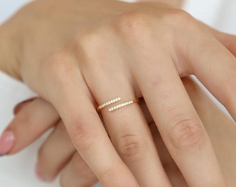 Gold Wrap Ring, Adjustable Open Ring For Women, Dainty Diamond Stacking Rings, Minimalist Jewelry, Best Gift For Her, R8