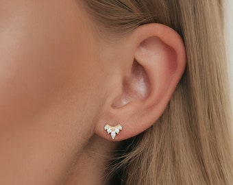 Dainty Crown Stud Earrings Diamond Studs Small Charm Earrings Minimalist jewelry Everyday jewelry Gift For Her, E13