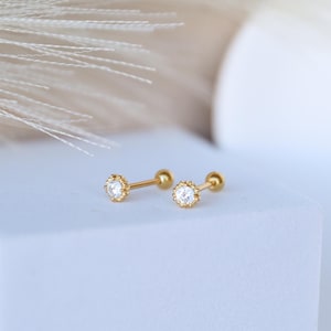 Diamond Earring Studs, Hypoallergenic Earring Studs, Tiny Diamond Stud Earrings in Gold, Minimalist Earrings, Best Gift For Her, E91
