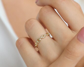 Gold Chain Link Ring, Statement Dainty Rings, Minimalist Stacking Rings, Delicate Rings For Women, Minimalist jewelry, Best Gift For Her, R6