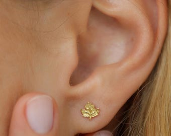 Dainty Leaf Stud Earrings, Gold Botanical Earrings for Women, Minimalist Jewelry, Perfect Gift Idea For Her, E147