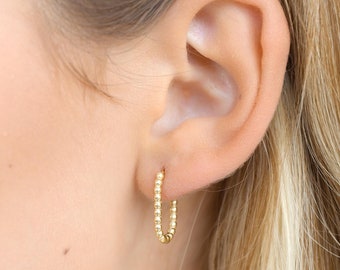 Aros minimalistas con cuentas, aros de plata de ley, joyas delicadas para el día a día, elegantes pendientes de oro, regalo perfecto para ella, E108
