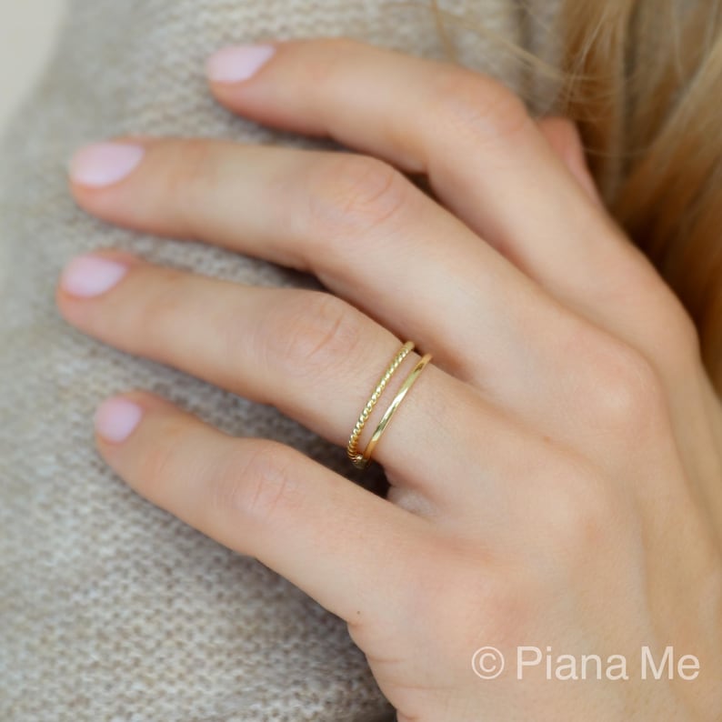 Twisted Gold Adjustable Ring, Dainty Rope Band Ring, Stacking Open Ring ...