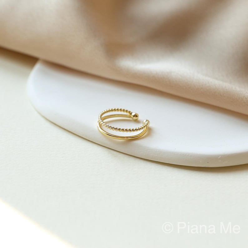 Twisted Gold Adjustable Ring, Dainty Rope Band Ring, Stacking Open Ring ...
