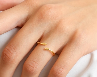 Wrap Rings for Women, Gold Open Adjustable Ring, Dainty Stacking Ring, Minimalist Jewelry, Gift For Her, R5