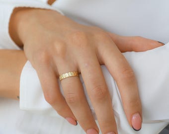Hammered Gold Adjustable Ring, Handmade Statement Jewelry, Dainty Everyday Ring, Perfect Gift for Her, R04