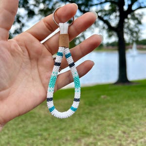 Indigenous Created Beaded Keychain Lanyard - Handmade Wristlet Key Holder