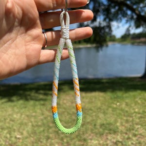 Indigenous Created Beaded Keychain Lanyard - Handmade Wristlet Key Holder