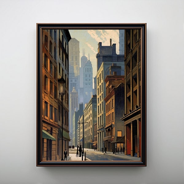 Cityscape Oil Painting | Vintage Cityscape Art Print | Digital Printable