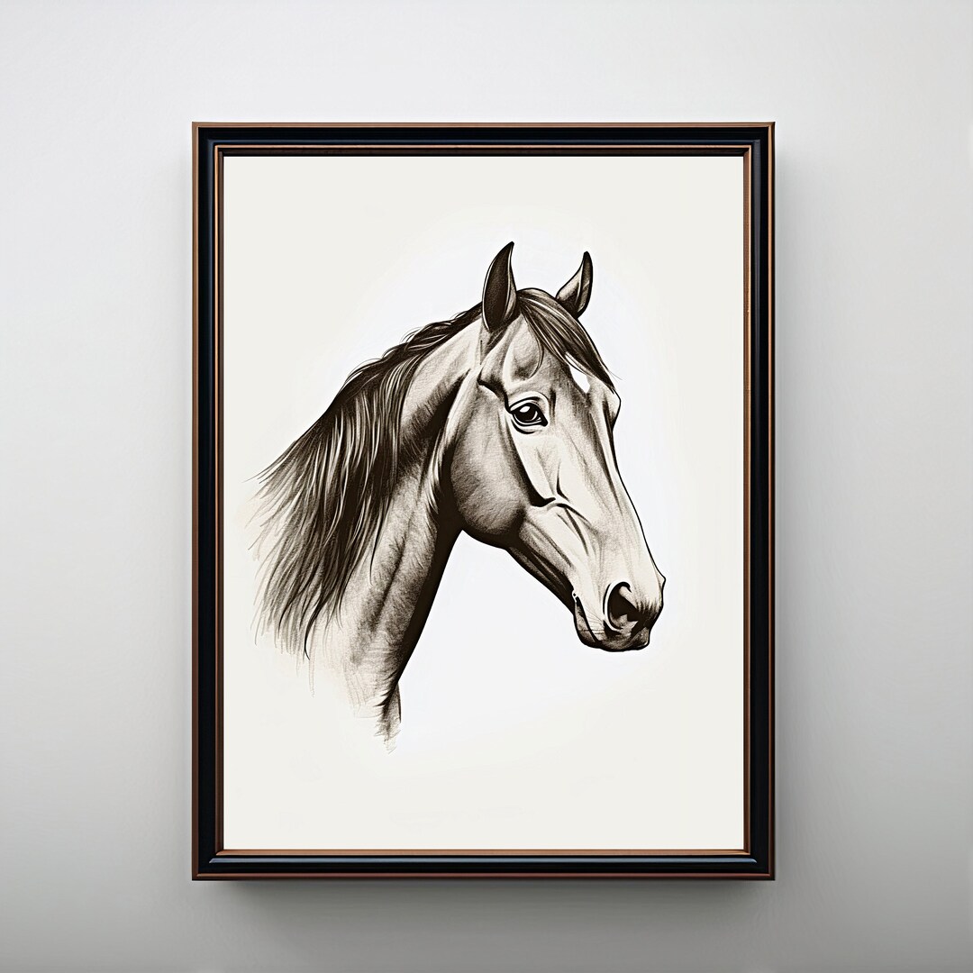 Vintage Horse Sketch Minimalist Drawing Art Print Digital - Etsy