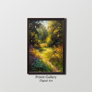 Wiese Landschaftsmalerei | Wildblumen Kunstdruck | Digital Printable