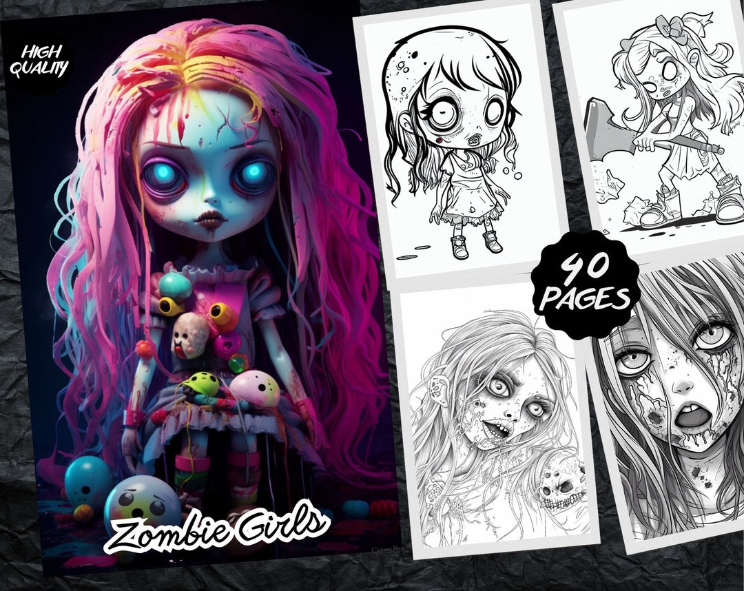 Zombie Girls/monster/cute Coloring Pages Printable PDF 40 Pages A4 ...