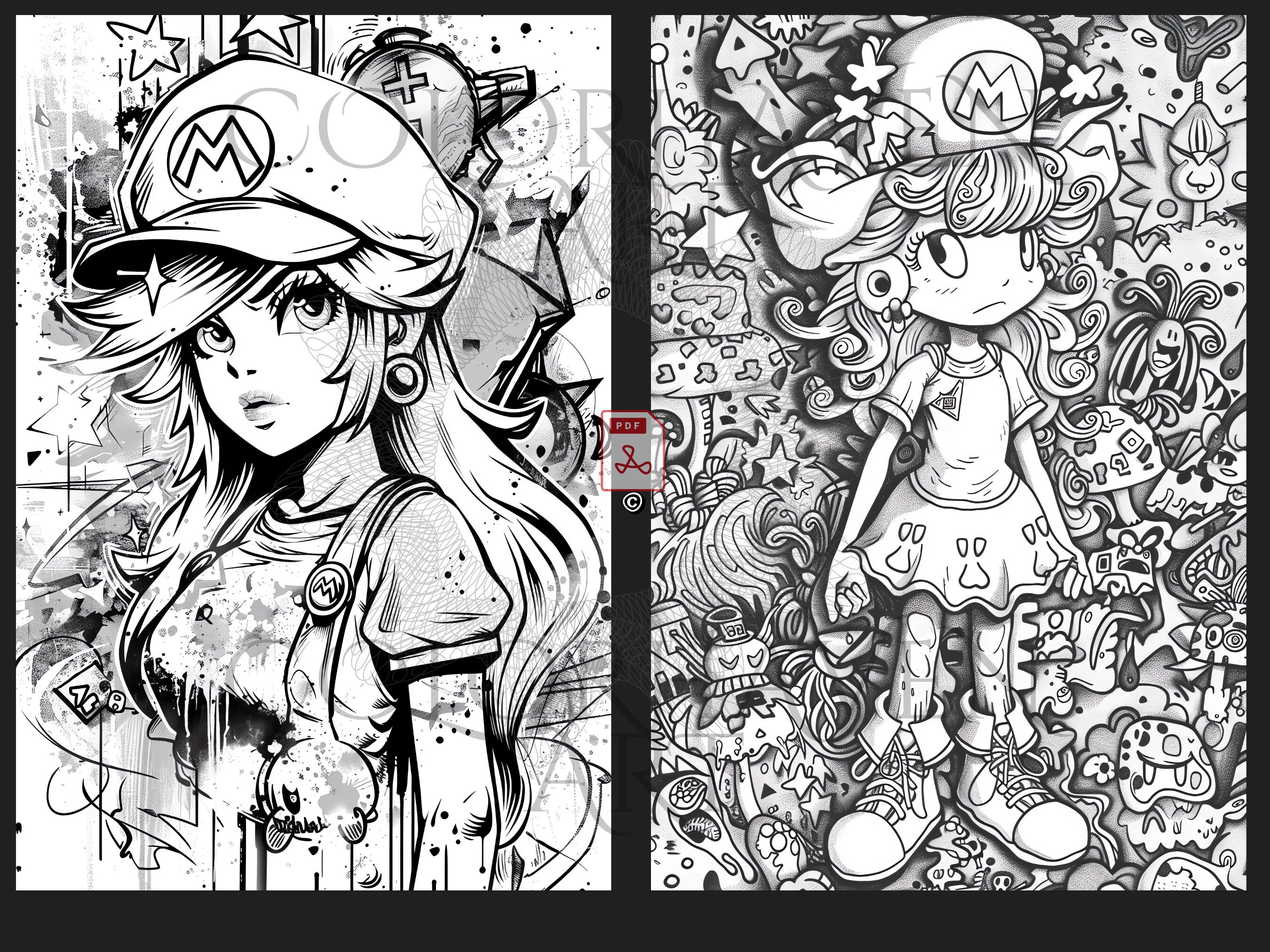 Mario and Friends 50-pages Coloring Book Colorful Designs, Printable
