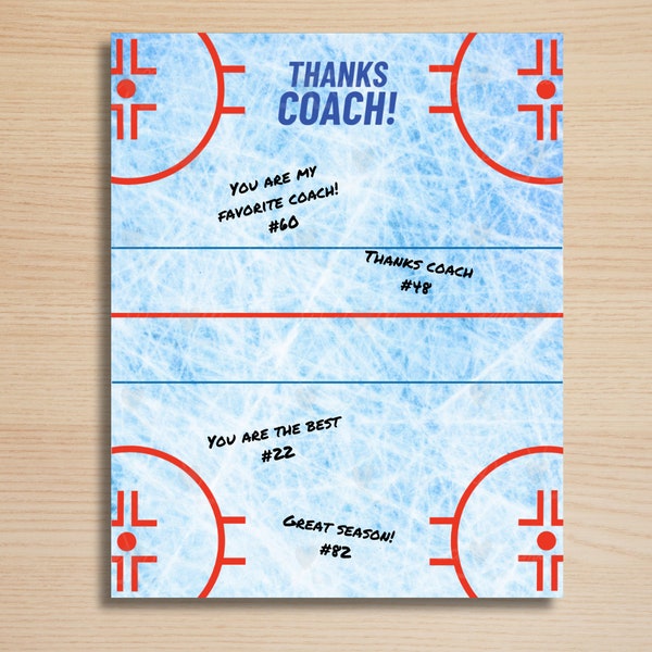 PRINTABLE Hockey Coach Ice Hockey Thank You Poster Hockey Gifts Print at Home