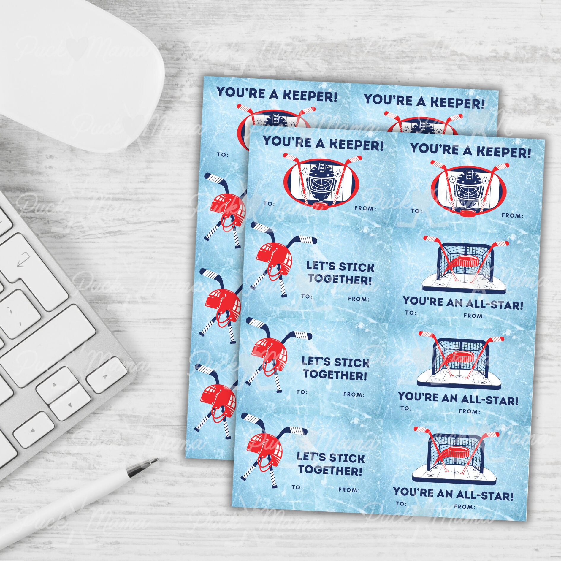 PRINTABLE Hockey Valentines Ice Hockey Print at Home Etsy