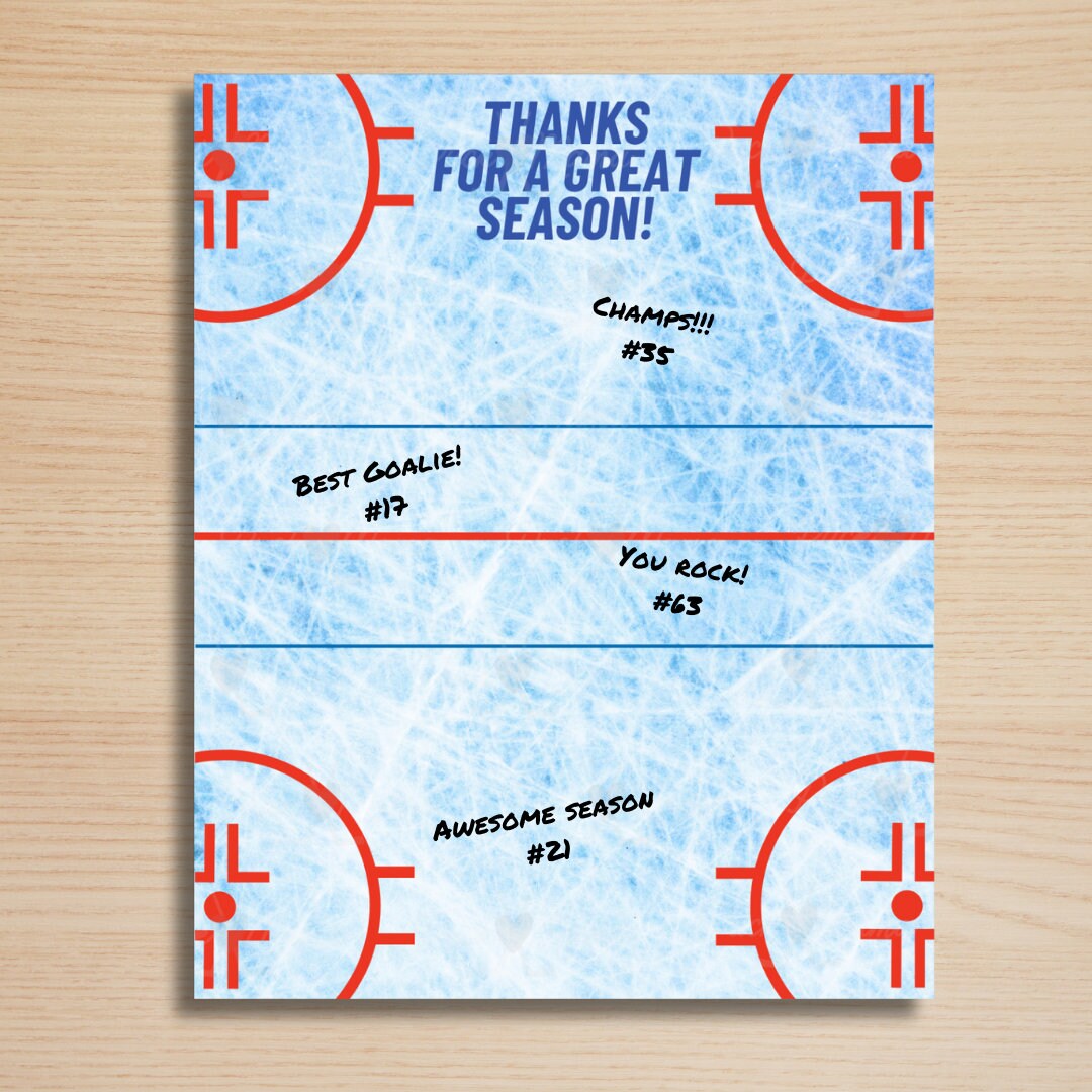 PRINTABLE Hockey Team Ice Hockey Thank You Poster Hockey Gifts Print at ...