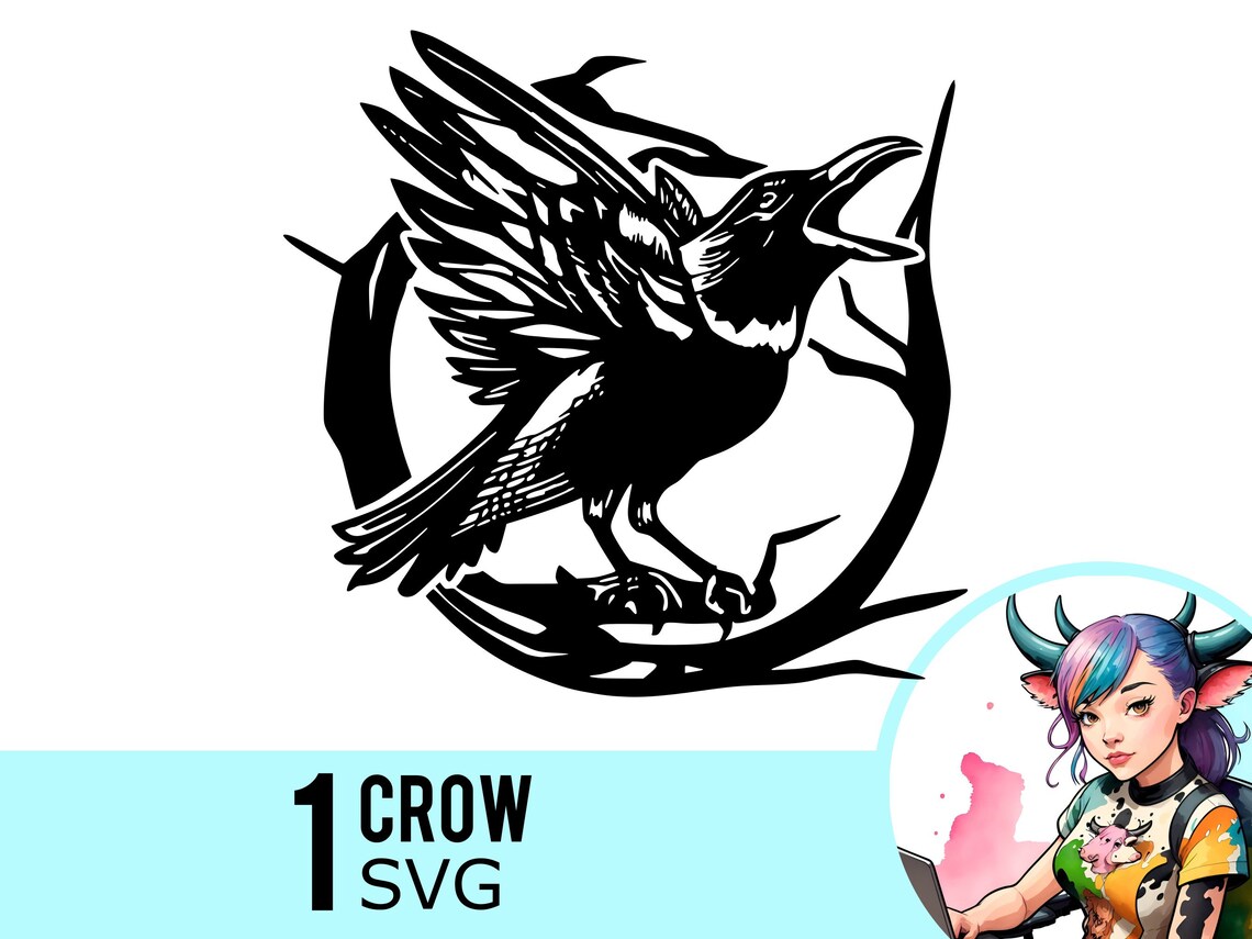 Crow SVG Clipart Outdoor Crow Svg Halloween Raven Template - Etsy