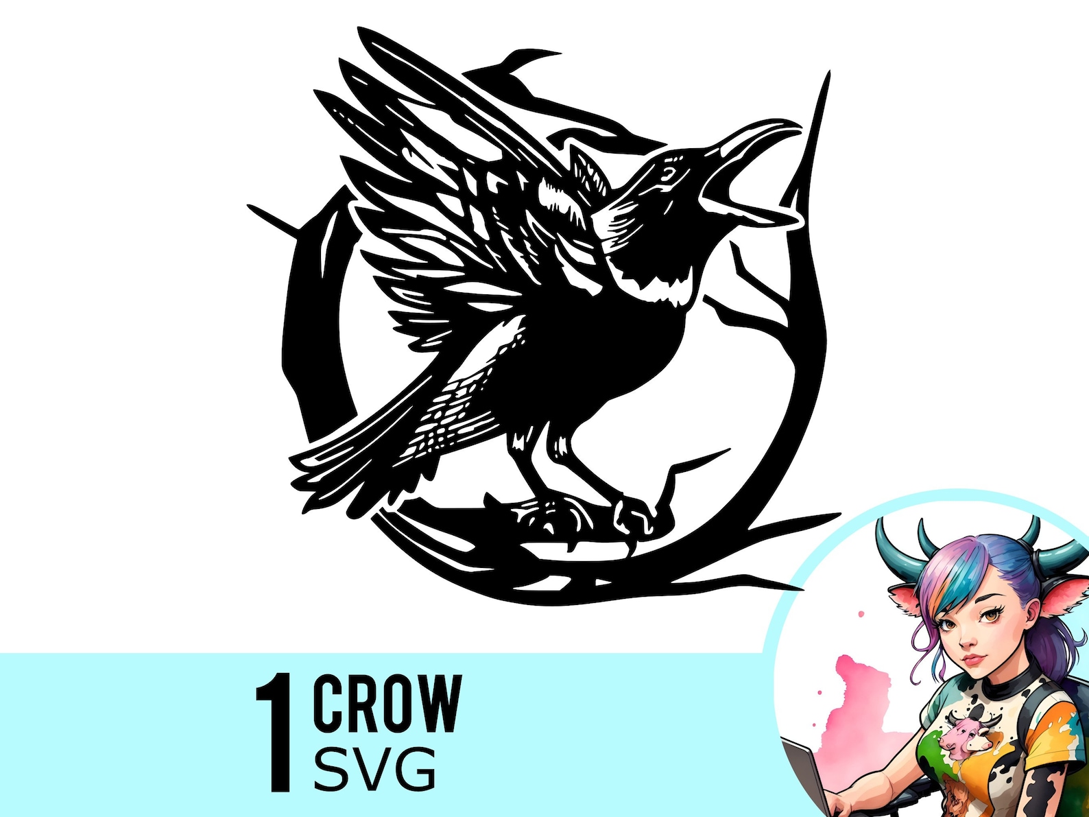 Crow SVG Clipart Outdoor Crow Svg Halloween Raven Template - Etsy