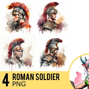 Watercolor Roman Soldier 4 PNG Clipart: Legionary Portrait (Digital Download)