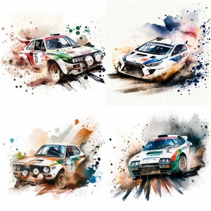 Watercolor Rally Car Clipart: Motorsport Racing 4 PNG (digital Download ...
