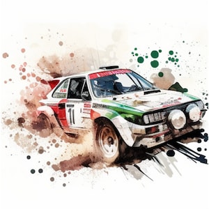 Watercolor Rally Car Clipart: Motorsport Racing 4 PNG (digital Download ...