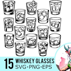 Whiskey Glass Clipart: Melting Ice, Cocktail Vector (SVG, PNG, EPS)