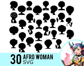 Afro Woman SVG Clipart: Praying Silhouette Vector (30 Bundle)